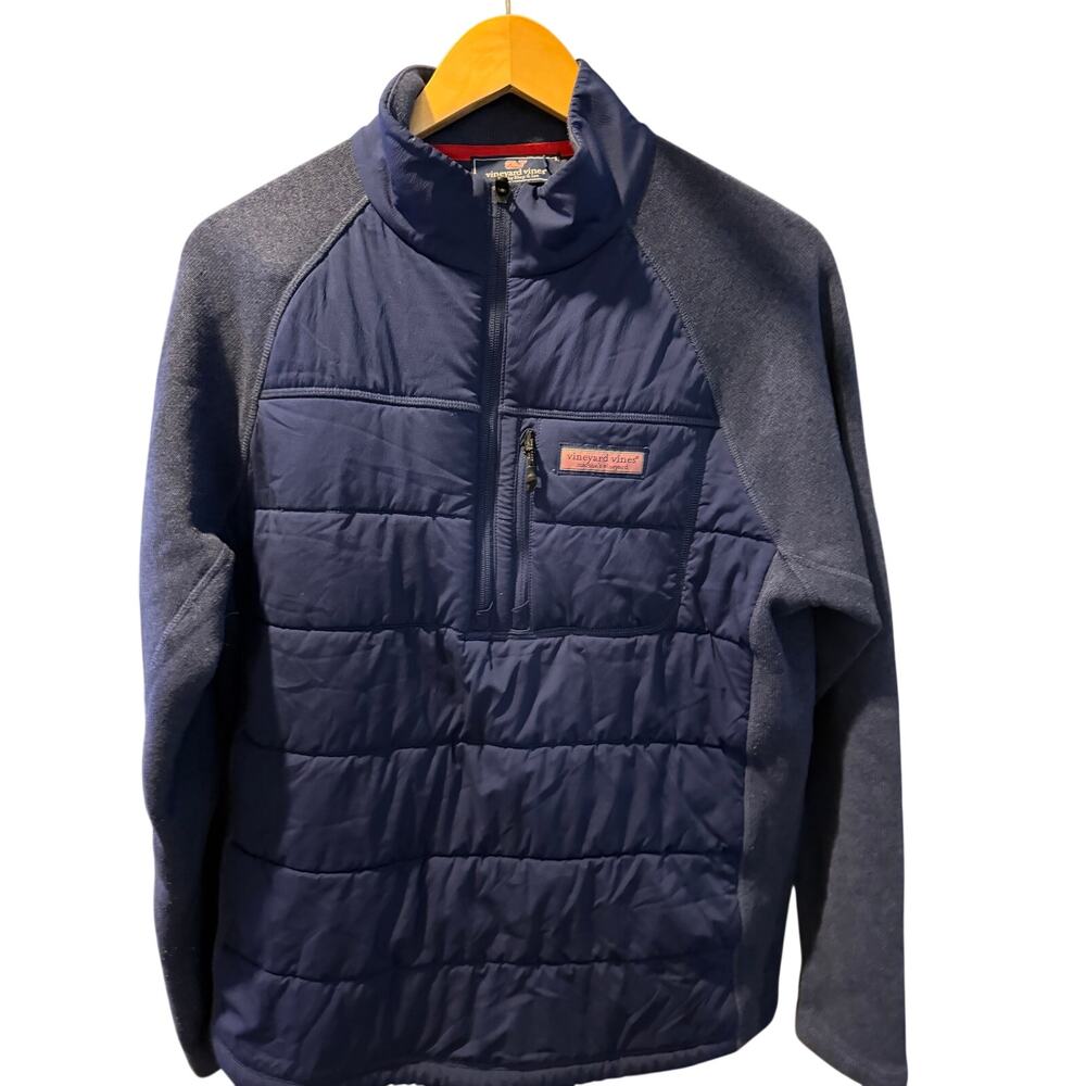 blue Vineyard Vines Seaward Quilted and Fleece Half Zip Pullover